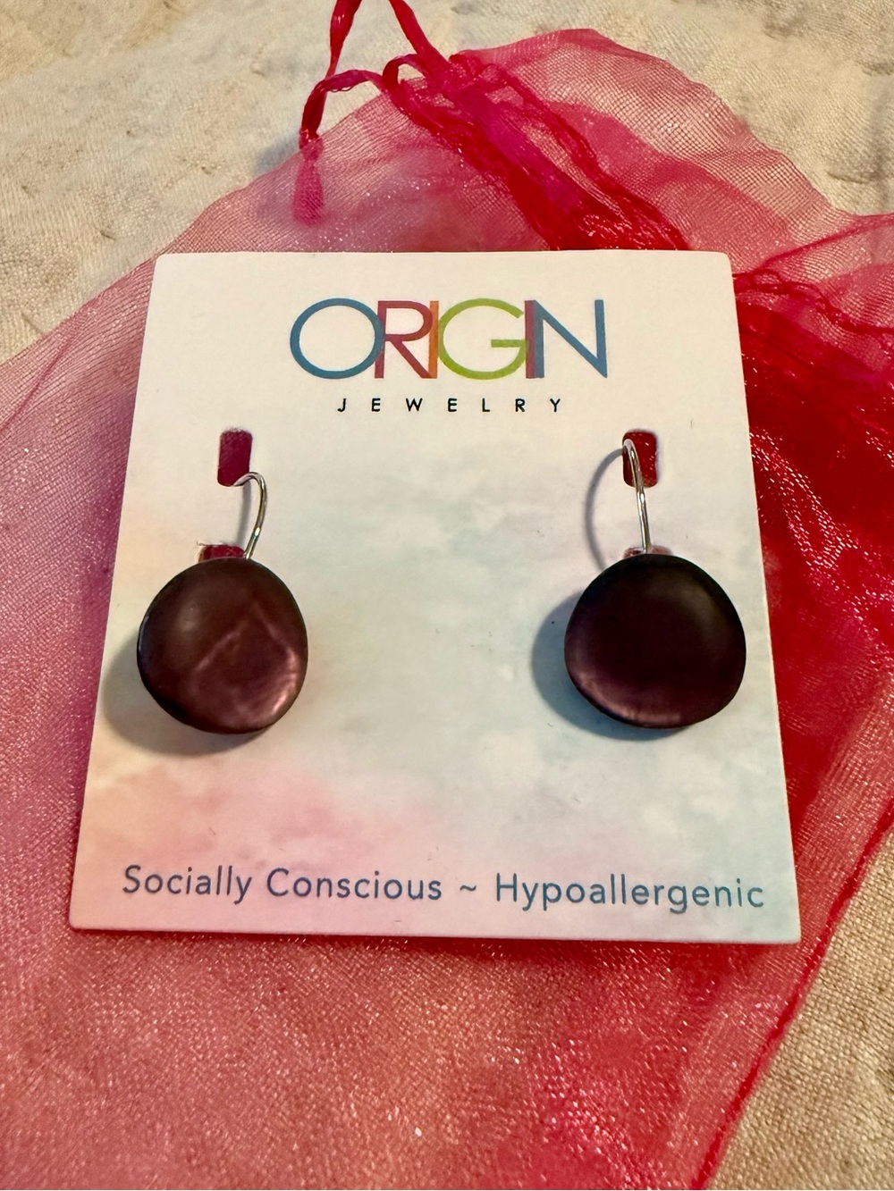 Purple Glass Drop Earrings - Hypoallergenic - NWT! 💜